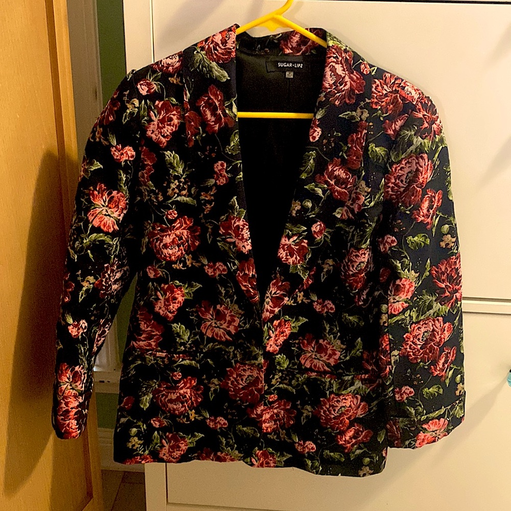 Sugar Lipz beautiful vibrant floral blazer Sz small NWOT